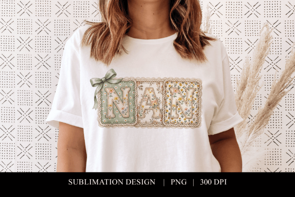 Floral Nan Patchwork: Vintage Sublimation Design