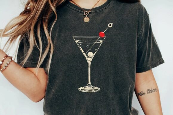Retro Martini Cocktail Glass: Vintage Graphic Design
