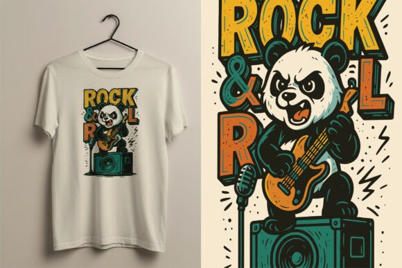 Retro Rock Panda Guitarist Graphic: Unleash Your Inner Wild Child