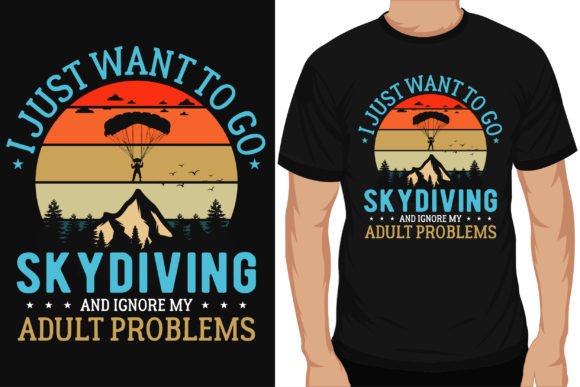 Skydiving Graphic Vintages Tshirt Design: Elevate Your POD Store