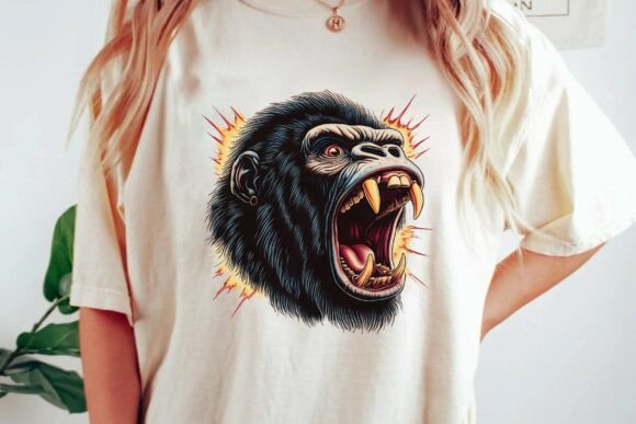 Unleashing the Roaring Angry Gorilla Head Streetwear Graphic