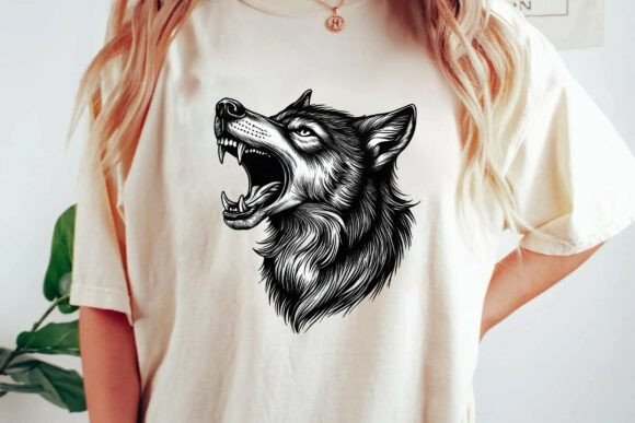 Unleashing the Wild: A Fierce Wolf Graphic for Bold Apparel