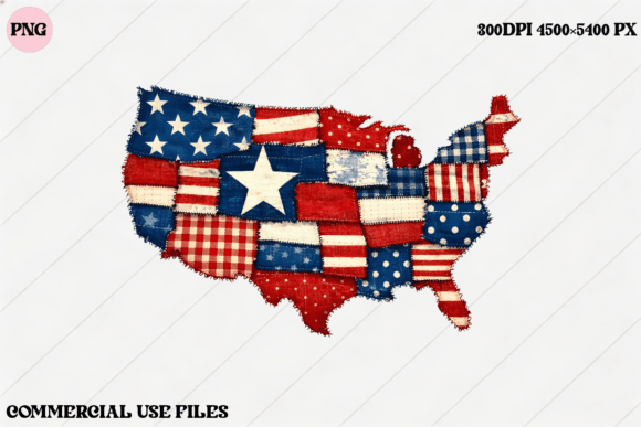 USA Flag Map Patchwork: A Modern Graphic for Patriotic Design